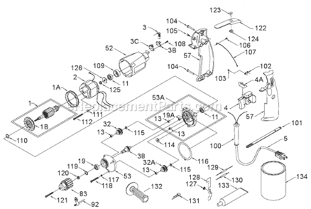 Page A Diagram and Parts List for 872912  Porter Cable Electric Drill